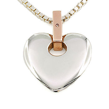 Silver & 9ct gold Clogau heart Pendant with chain
